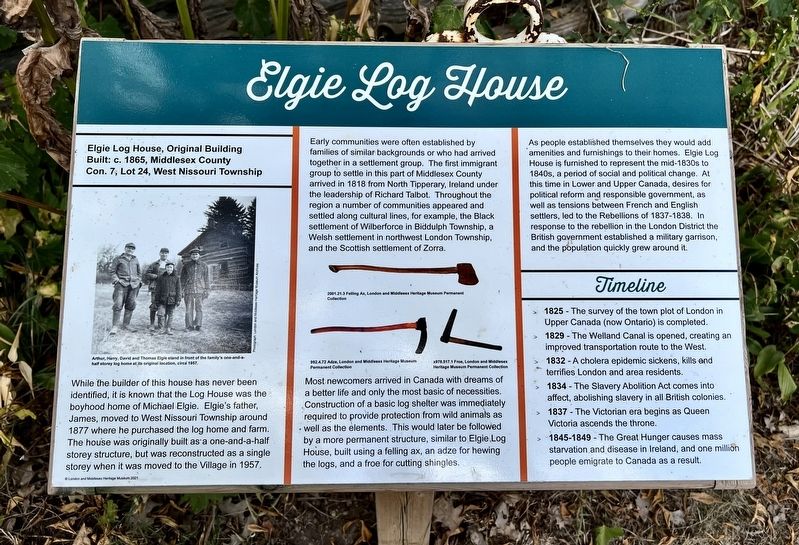 Elgie Log House Marker. Click for full size. Elgie Log House Marker image. Click for full size.