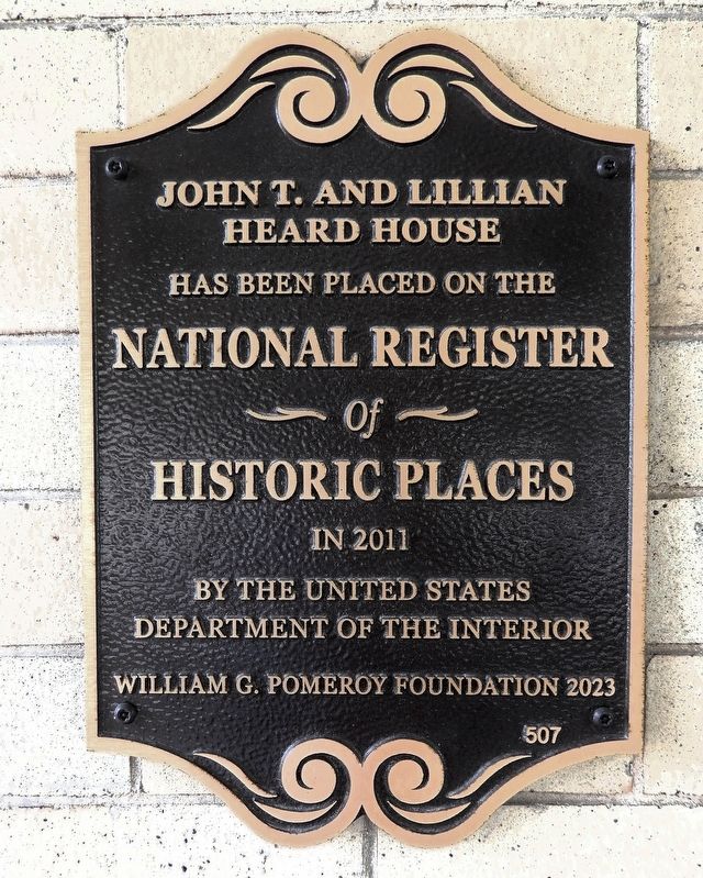John T. and Lillian Heard House Marker image. Click for full size.