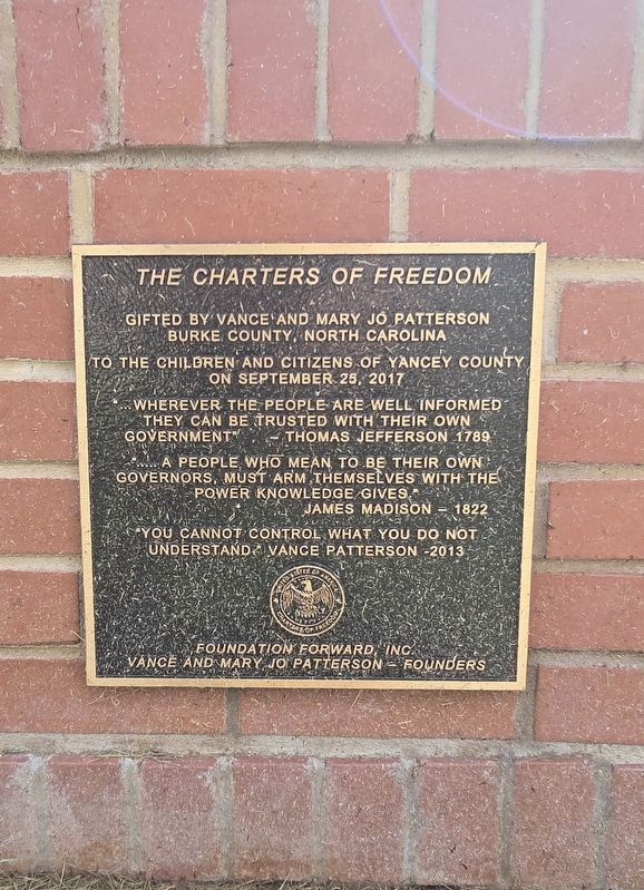 The Charters of Freedom Marker, Side Two, located at the side of the far left display. Click for full size. The Charters of Freedom Marker, Side Two, located at the side of the far left display image. Click for full size.