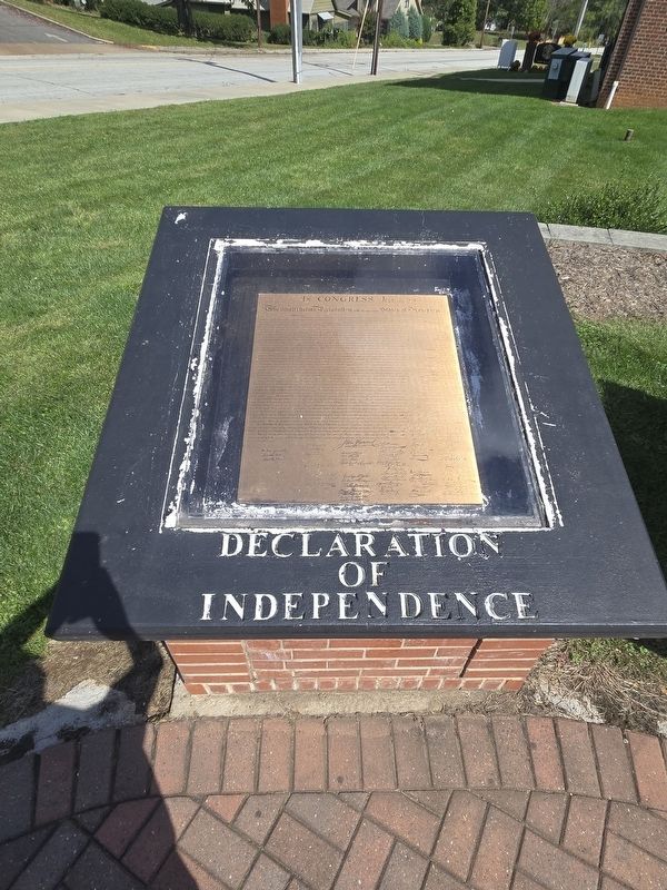 The Charters of Freedom Marker - replica display of the Declaration of Independence. Click for full size. The Charters of Freedom Marker - replica display of the Declaration of Independence image. Click for full size.