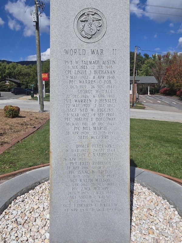 Yancey County Veterans Memorial Marker, Side Two. Click for full size. Yancey County Veterans Memorial Marker, Side Two image. Click for full size.