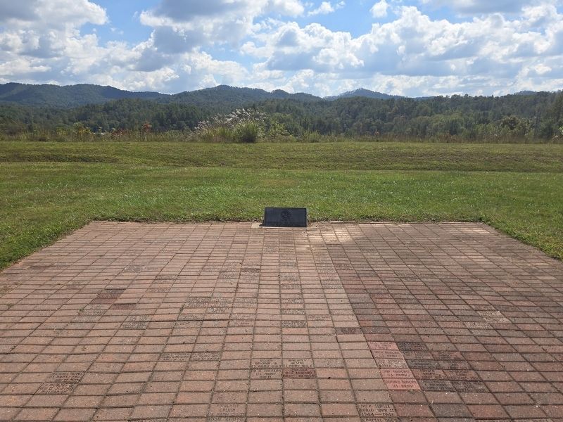 Veterans Memorial near an overlook with a view of Bakersville image. Click for full size.