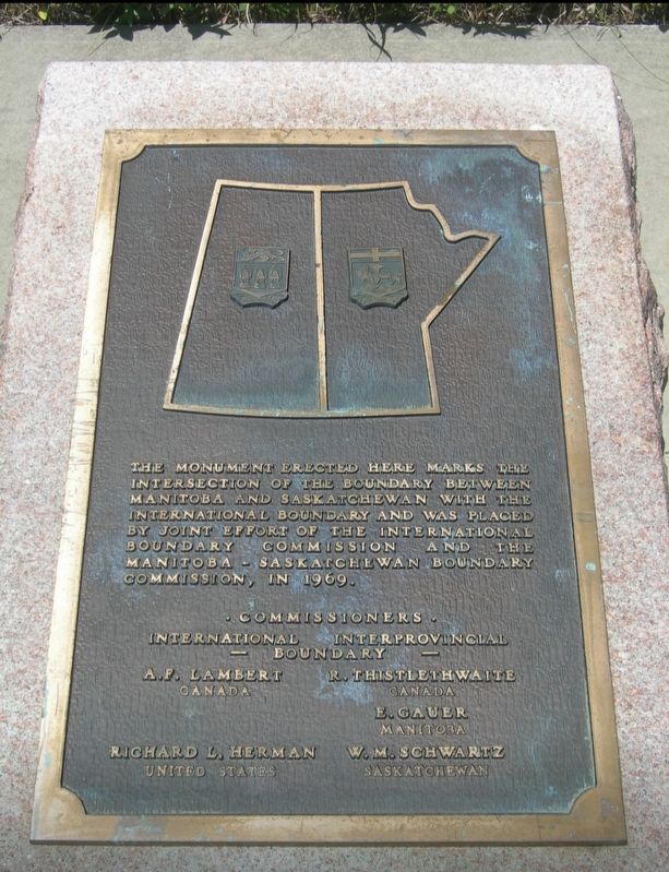 Manitoba Saskatchewan Border on International Boundary Marker. Click for full size. Manitoba Saskatchewan Border on International Boundary Marker image. Click for full size.