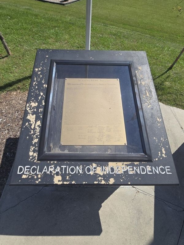 The Charters of Freedom Marker - replica display of the Declaration of Independence image. Click for full size.