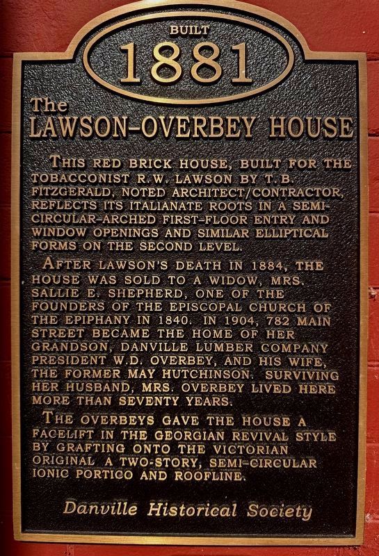 The Lawson-Overbey House Marker. Click for full size. The Lawson-Overbey House Marker image. Click for full size.