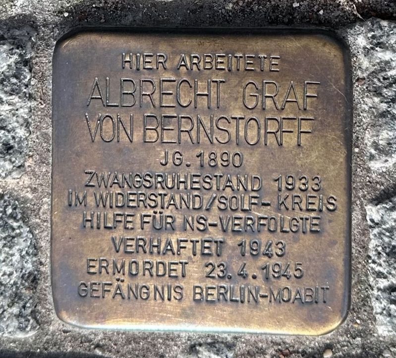 Albrecht Graf von Bernstorff stolperstein image. Click for full size.