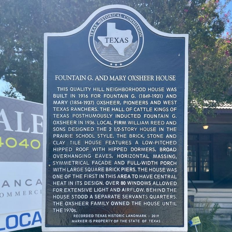 Fountain G. and Mary Oxsheer House Marker image. Click for full size.