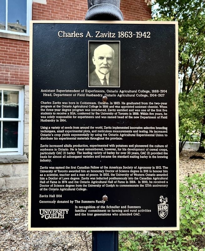 Charles A. Zavitz 1863-1942 Marker image. Click for full size.