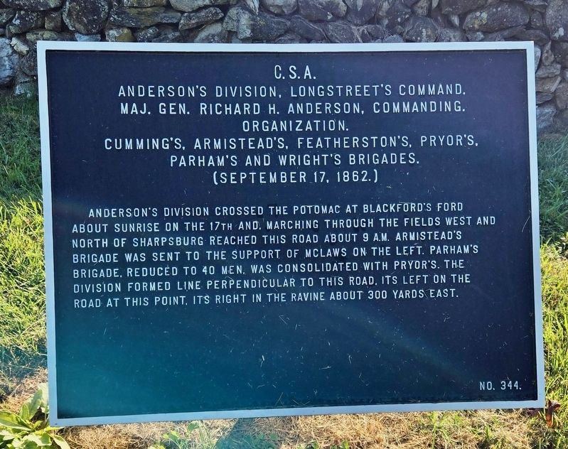 Anderson�s Division, Longstreet�s Command Marker image. Click for full size.