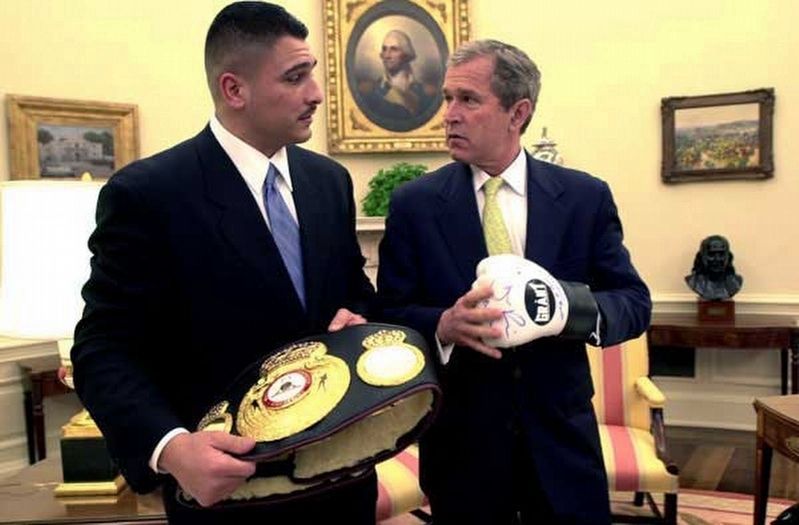 President George W. Bush and Boxer Johnny Ruiz. Click for more information. President George W. Bush and Boxer Johnny Ruiz image. Click for more information.