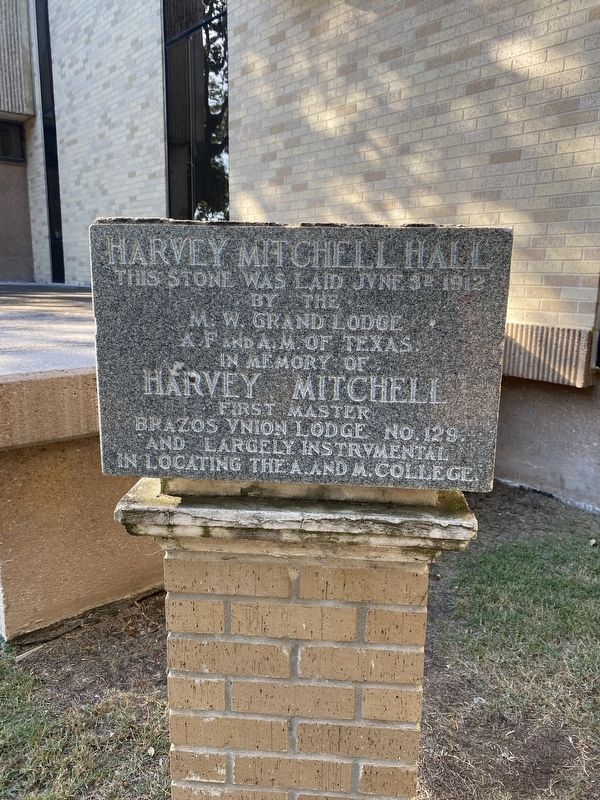 Harvey Mitchell Hall cornerstone.. Click for full size. Harvey Mitchell Hall cornerstone. image. Click for full size.