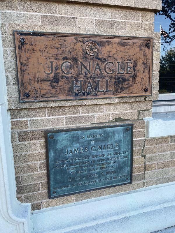 The plaque opposite the Nagle Hall marker reads. Click for full size. The plaque opposite the Nagle Hall marker reads image. Click for full size.