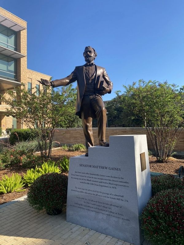 Senator Matthew Gaines statue. Click for full size. Senator Matthew Gaines statue image. Click for full size.