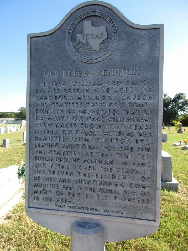 Old Bethel Cemetery Marker. Click for full size. Old Bethel Cemetery Marker image. Click for full size.
