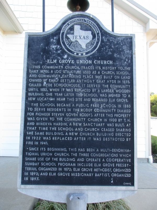 Elm Grove Union Church Marker. Click for full size. Elm Grove Union Church Marker image. Click for full size.