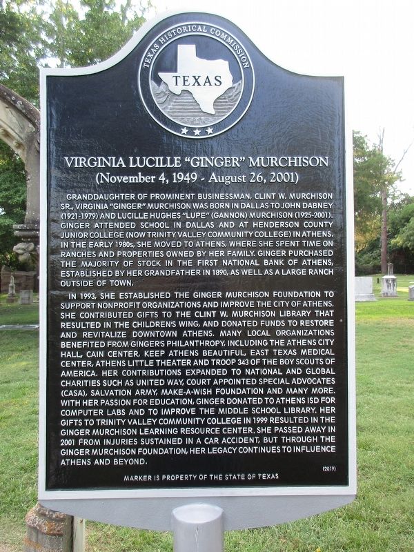 Virginia Lucille "Ginger" Murchison Marker image. Click for full size.
