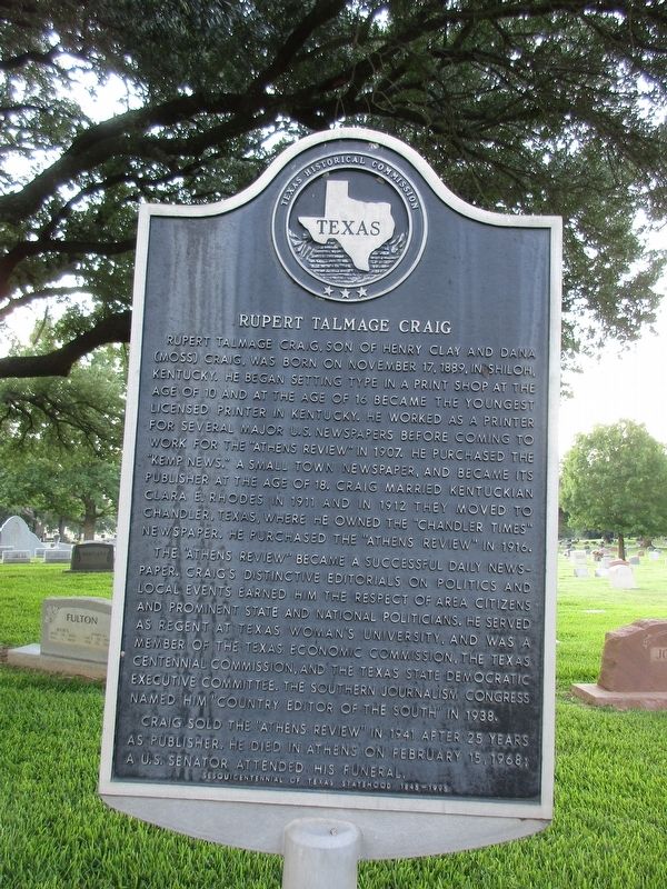 Rupert Talmage Craig Marker image. Click for full size.