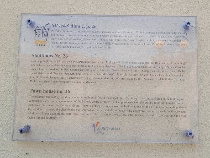 Městsk� dům č. p. 26 / Town house no. 26 Marker image. Click for full size.
