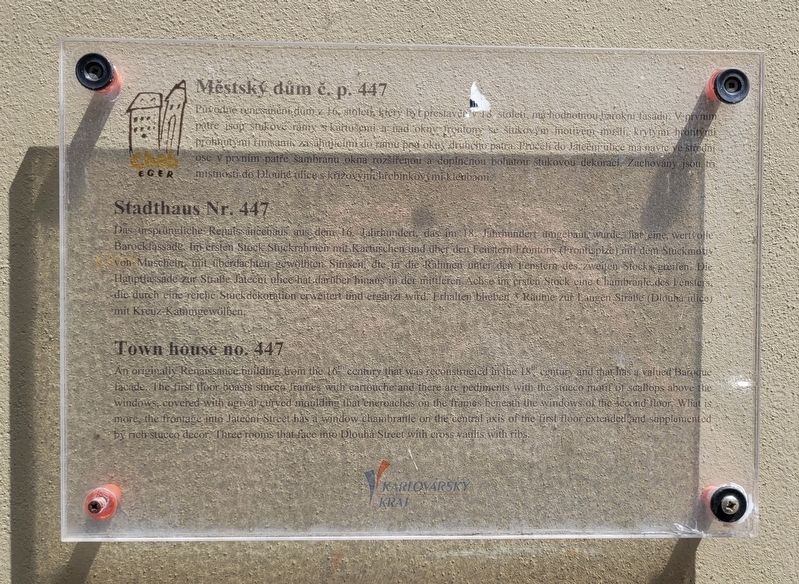 Městsk� dům č. p. 447 / Town house no. 447 Marker image. Click for full size.