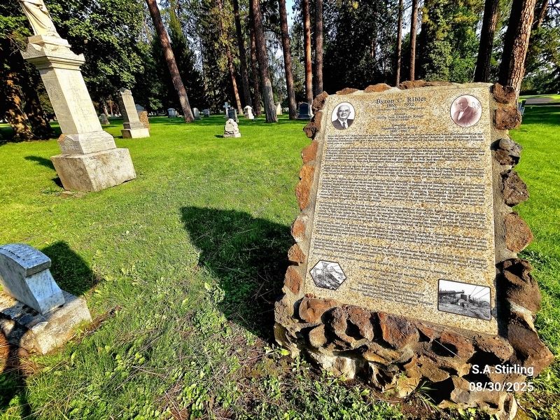 Wide-angle view of Byron C. Riblet Marker. Click for full size. Wide-angle view of Byron C. Riblet Marker image. Click for full size.