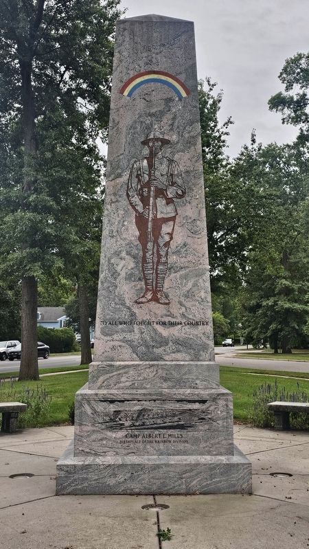 Rainbow Division Monument Marker (Facing North) image. Click for full size.