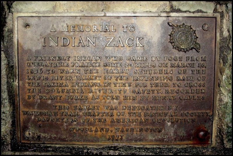 A Memorial to Indian Zack Marker image. Click for full size.