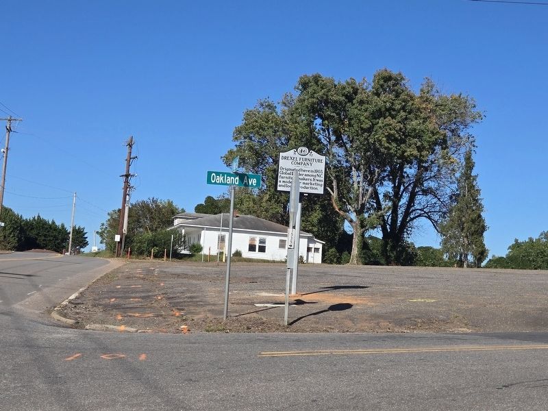 Drexel Furniture Company Marker looking north at intersection of N. Main St. and Oakland Ave.. Click for full size. Drexel Furniture Company Marker looking north at intersection of N. Main St. and Oakland Ave. image. Click for full size.