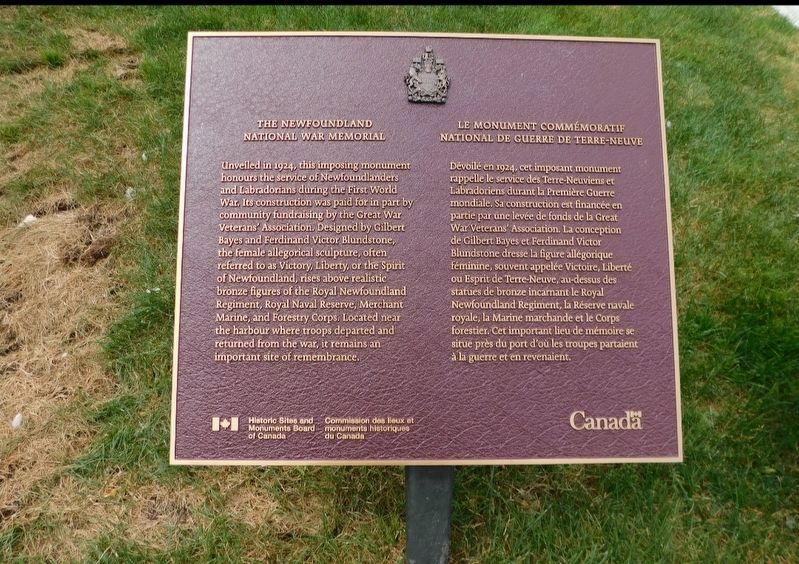 The Newfoundland National War Memorial Marker image. Click for full size.
