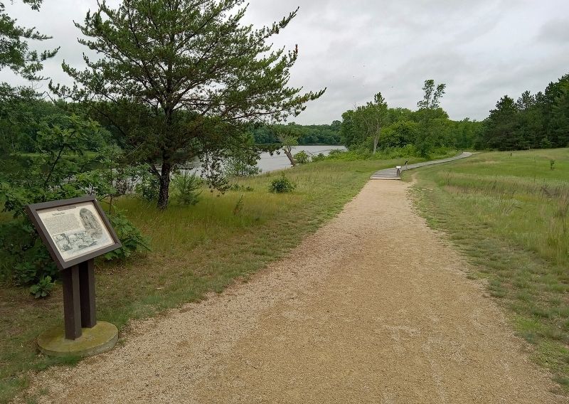 The Meeting Place Marker on the Main Street Trail in Crow Wing State Park image. Click for full size.