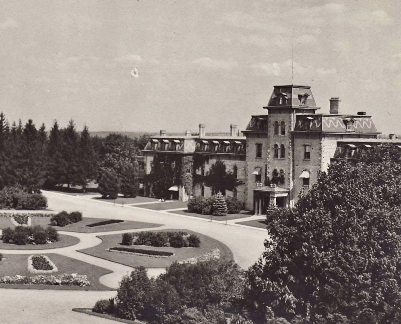 Ontario Agricultural College (currently the University of Guelph) original main building, ca 1920 image. Click for full size.