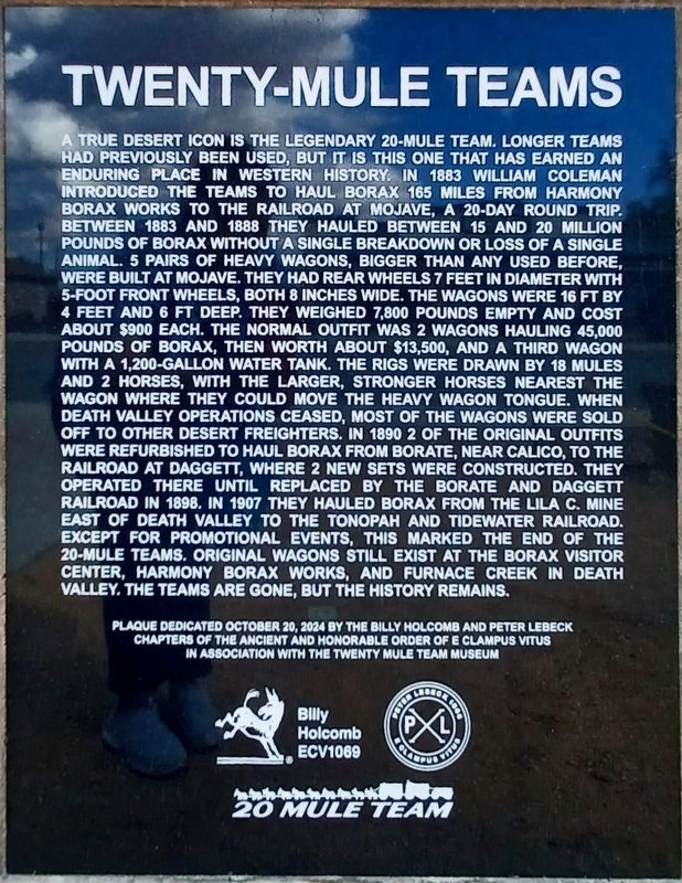 Twenty-Mule Teams Marker image. Click for full size.