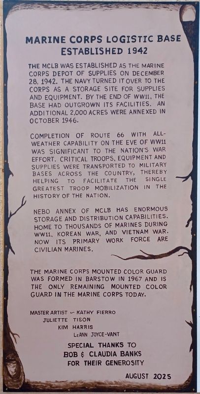 Marine Corps Logistic Base Marker image. Click for full size.