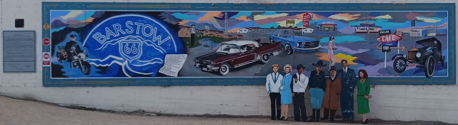 Barstow Route 66 marker and mural. Click for full size. Barstow Route 66 marker and mural image. Click for full size.