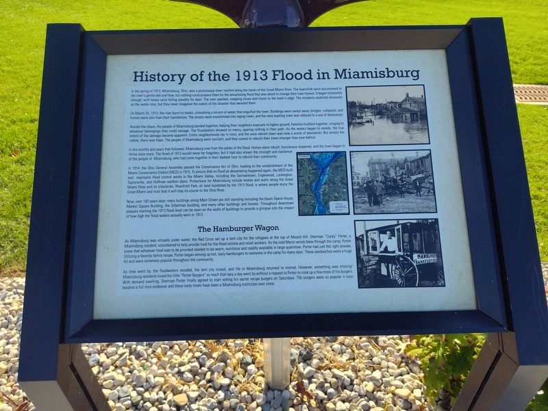 History of the 1913 Flood in Miamisburg Marker. Click for full size. History of the 1913 Flood in Miamisburg Marker image. Click for full size.