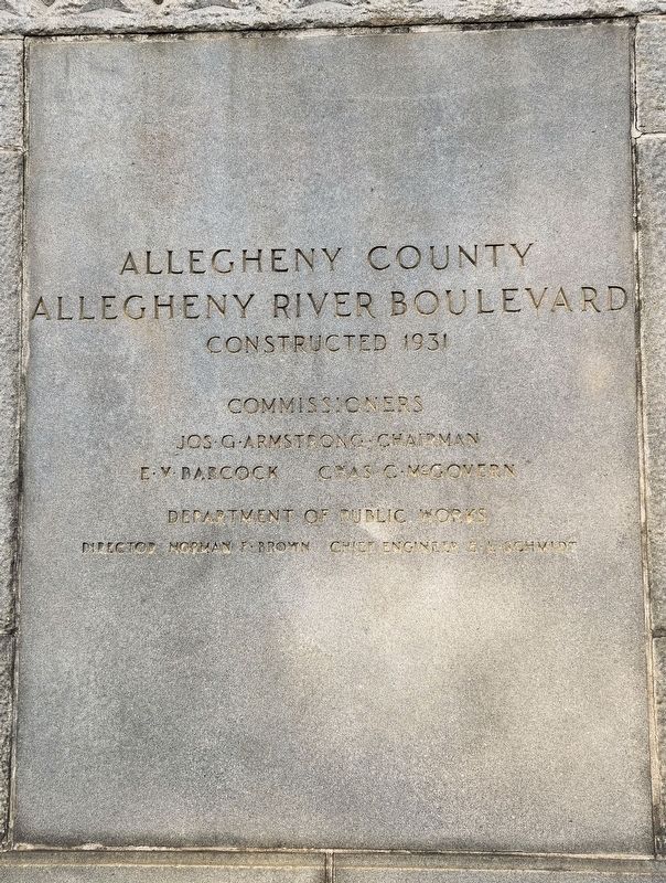Allegheny River Boulevard Marker. Click for full size. Allegheny River Boulevard Marker image. Click for full size.