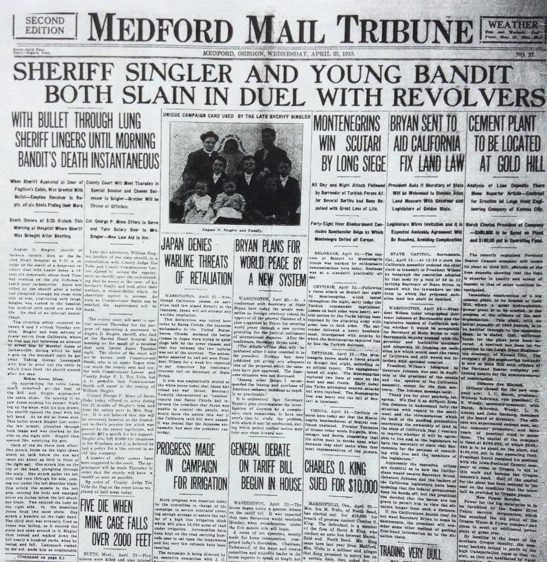 Newspaper article of shooting image. Click for full size.