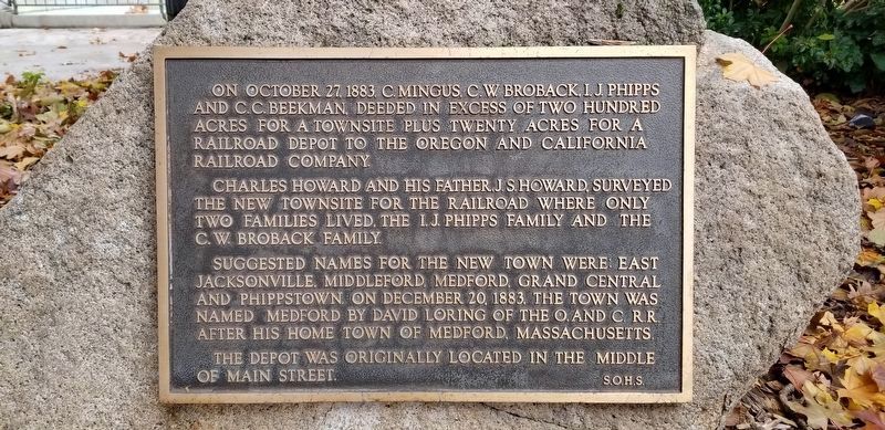 Medford Townsite Marker. Click for full size. Medford Townsite Marker image. Click for full size.