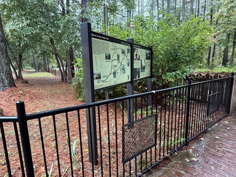 Markers near the entrance to Furnace Town image. Click for full size.