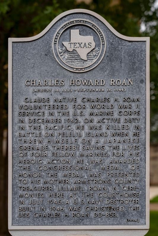 Charles Howard Roan Marker. Click for full size. Charles Howard Roan Marker image. Click for full size.