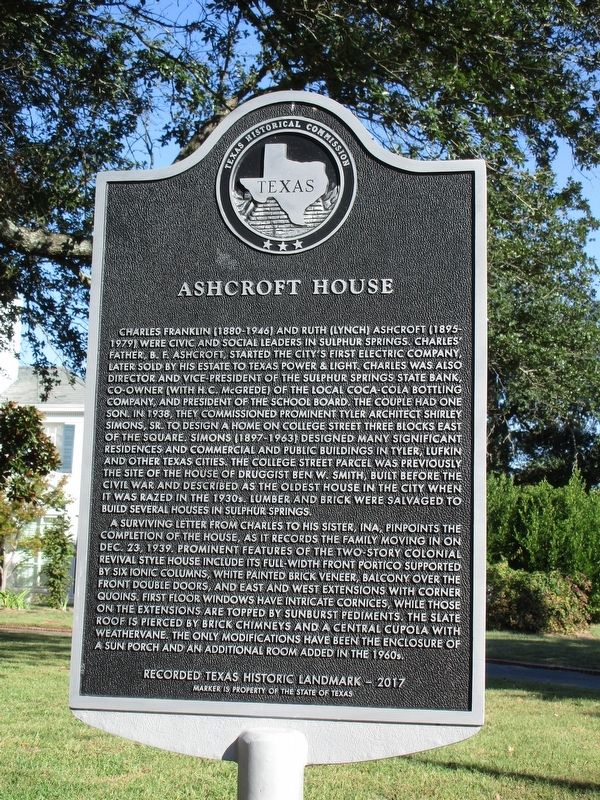 Ashcroft House Marker image. Click for full size.