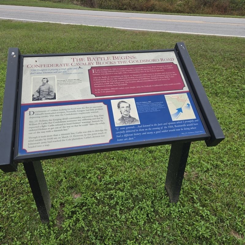 The Battle Begins: Confederate Cavalry Blocks Marker. Click for full size. The Battle Begins: Confederate Cavalry Blocks Marker image. Click for full size.