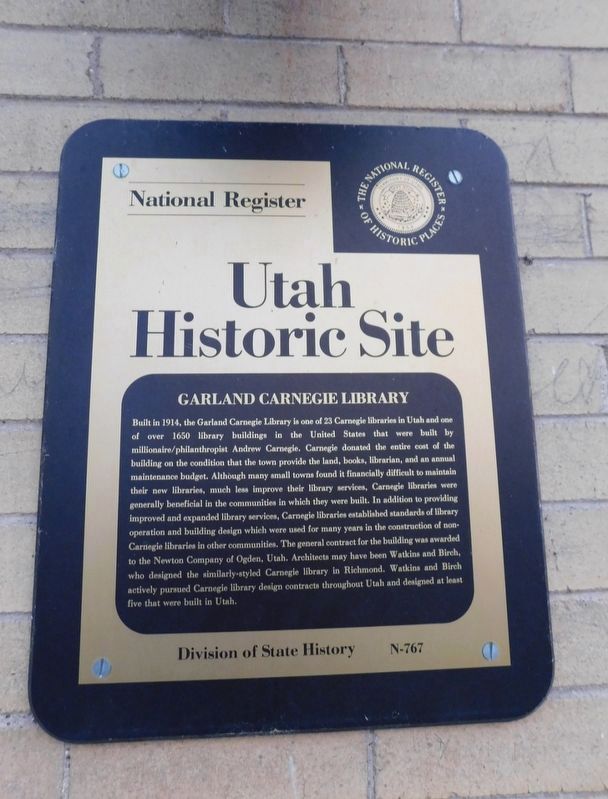 Garland Carnegie Library Marker image. Click for full size.