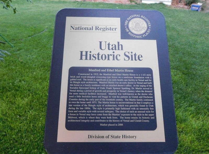 Manfred and Ethel Martin House Marker image. Click for full size.