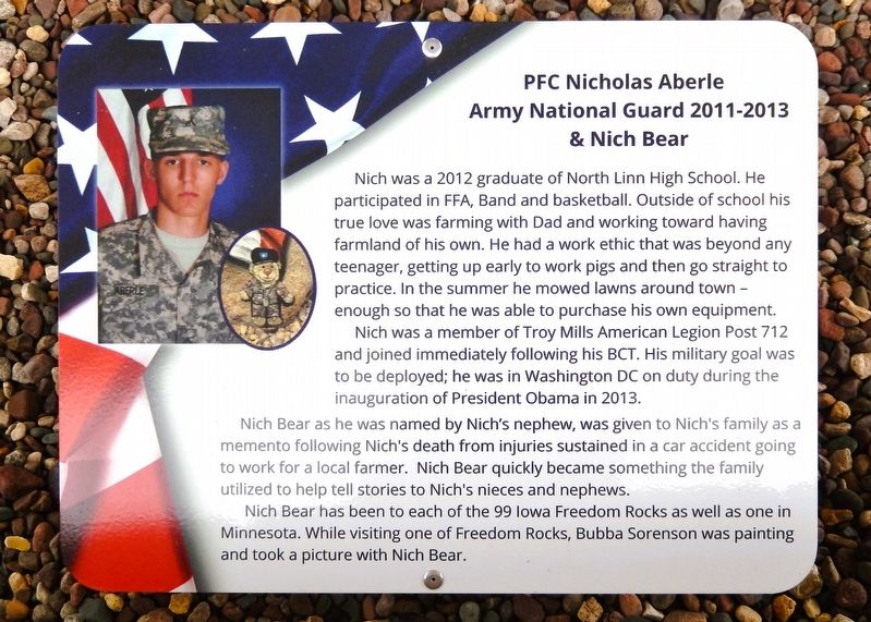 PFC Nicholas Aberle Marker. Click for full size. PFC Nicholas Aberle Marker image. Click for full size.