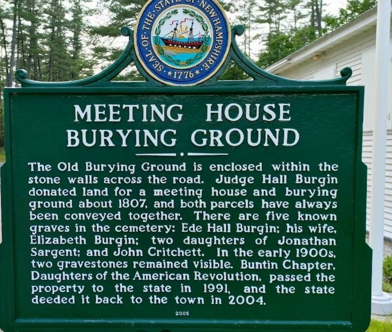 Meeting House Burying Ground Marker. Click for full size. Meeting House Burying Ground Marker image. Click for full size.