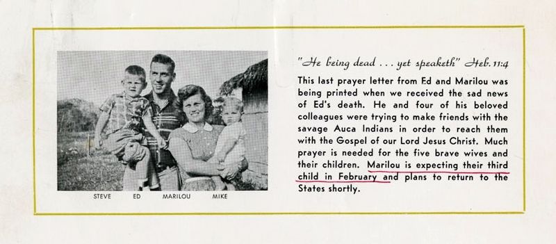 Ed McCully prayer card. Click for full size. Ed McCully prayer card image. Click for full size.