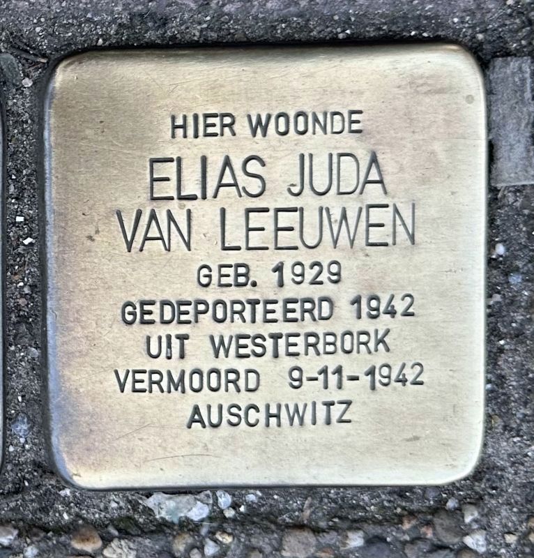 Elias Juda van Leeuwen stolperstein. Click for full size. Elias Juda van Leeuwen stolperstein image. Click for full size.