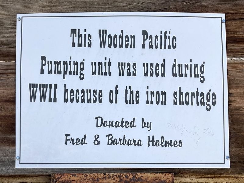 Wooden Pacific Pumping Unit Marker image. Click for full size.