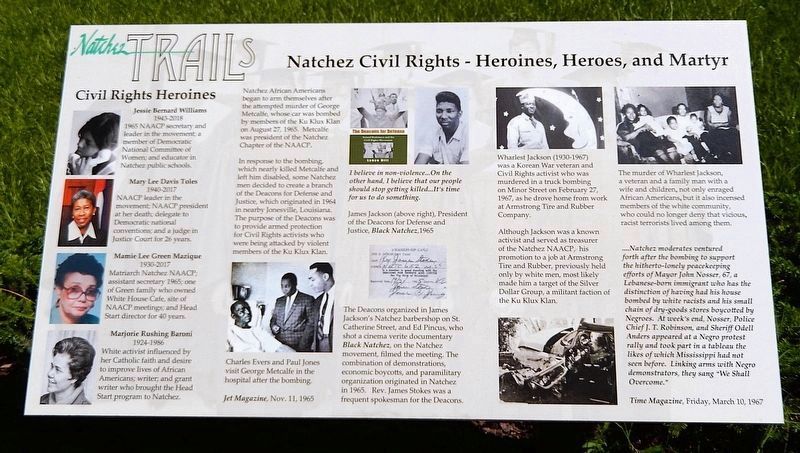 Natchez Civil Rights � Heroines, Heroes, and Martyr Marker image. Click for full size.