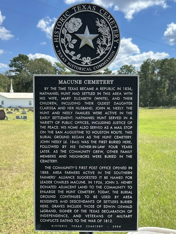 Macune Cemetery Marker. Click for full size. Macune Cemetery Marker image. Click for full size.